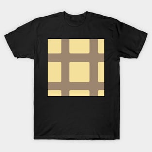 Donkey brown and pale cream minimalist block check gingham pattern T-Shirt